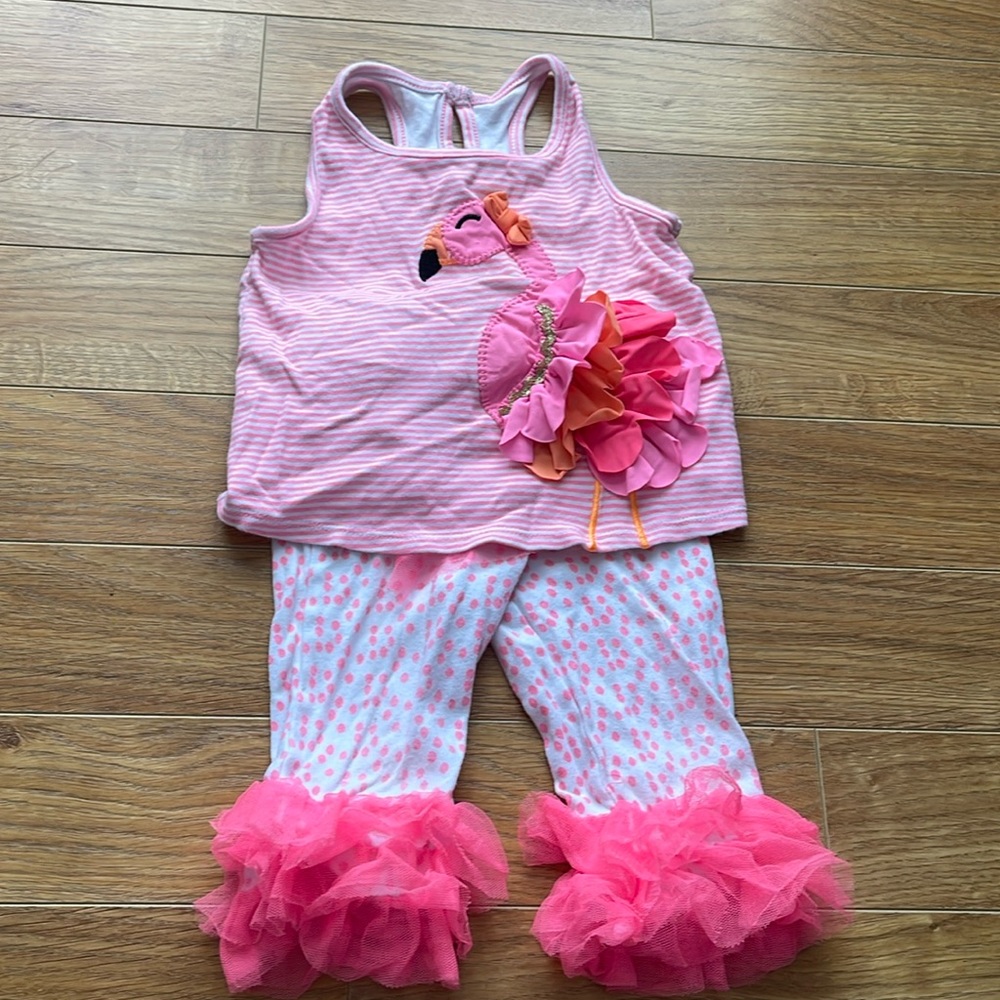 Mudpie matching hot pink flamingo set
